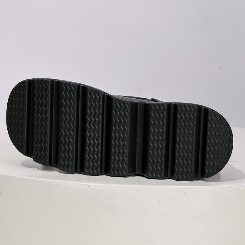 Women Fashion Boots Round Toe Platform Sole Wedge Heel Rivet Lace Mid-tube Boots Punk Large Size European American Knight Boots