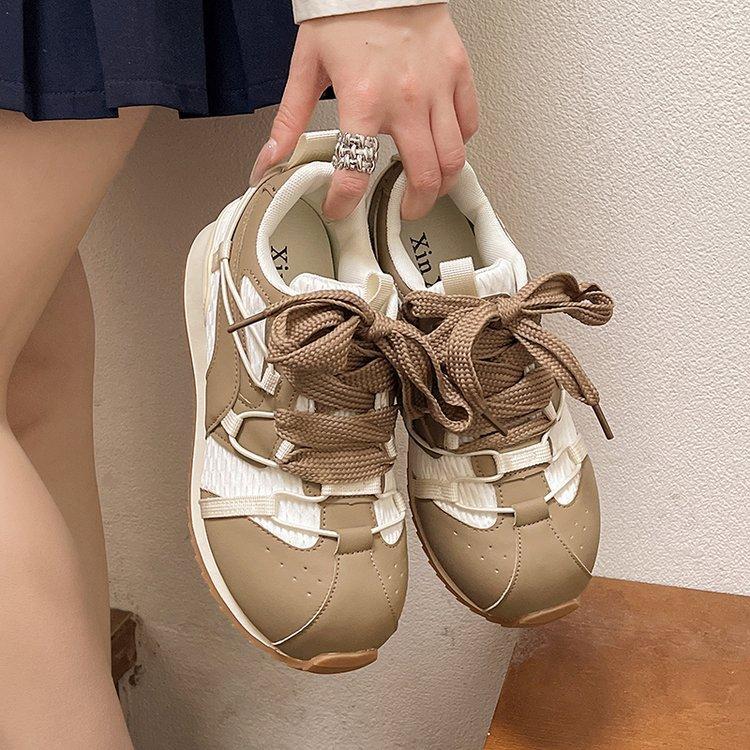 [Yushilai] Niche Waffle Forrest Gump Shoes Women's 2025 Spring New Retro Fashion Casual Versatile Sneakers