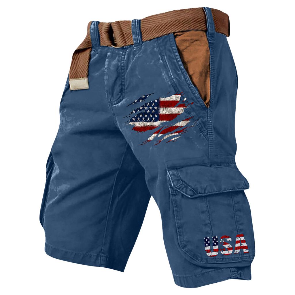 Men's Summer Printed Outdoor Shorts Men's Loose Multi-Pocket Shorts