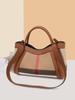 Aidrani  New Retro Checkered Women's Handbag, Large Capacity Luxury Bag, Canvas Genuine Leather Bag