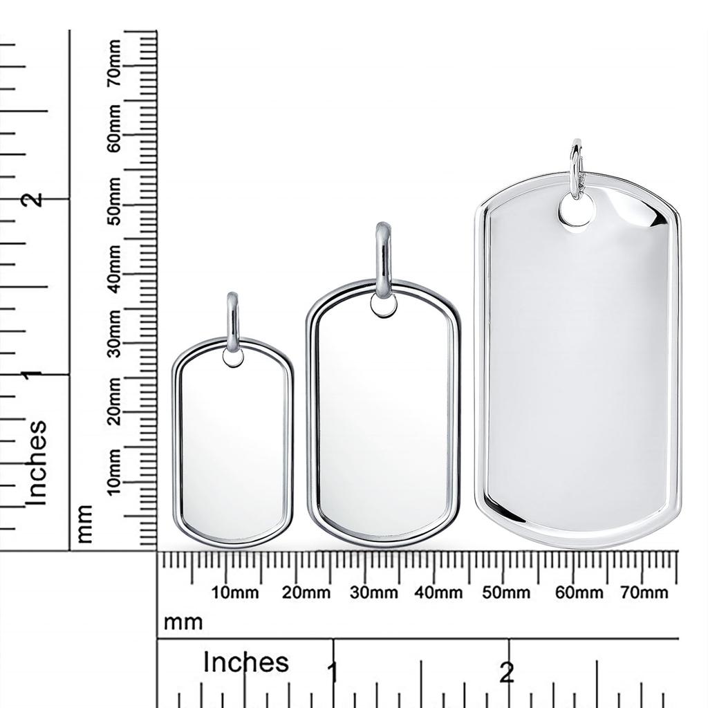 Personalizowany Tradycyjny Męski Duży Wojskowy Nieśmiertelnik Naszyjnik z Wisiorkiem dla Mężczyzn Nastolatków Srebro Próby 925 Długi Koralik Kulkowy 18 Cali Możliwość Personalizacji