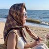 Atmosphere coffee color cashew flower velvet 91 large square scarf women's spring and autumn fashion scarf shawl dual-purpose temperament silk scarf