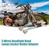 ACROPIX Motor Lamp Socket 3 Wires Headlamp Headlamp Socket Holder Adapter Bronze Color 2pcs