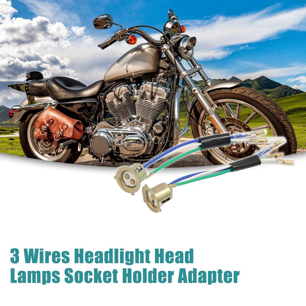 ACROPIX Motor Lamp Socket 3 Wires Headlamp Headlamp Socket Holder Adapter Bronze Color 2pcs