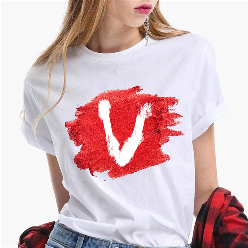 Women T Shirt Harajuku Summer 26 Alphabet K Print Woman Tee Tops Casual 90S Tshirt Femme Fashion Female T-Shirt