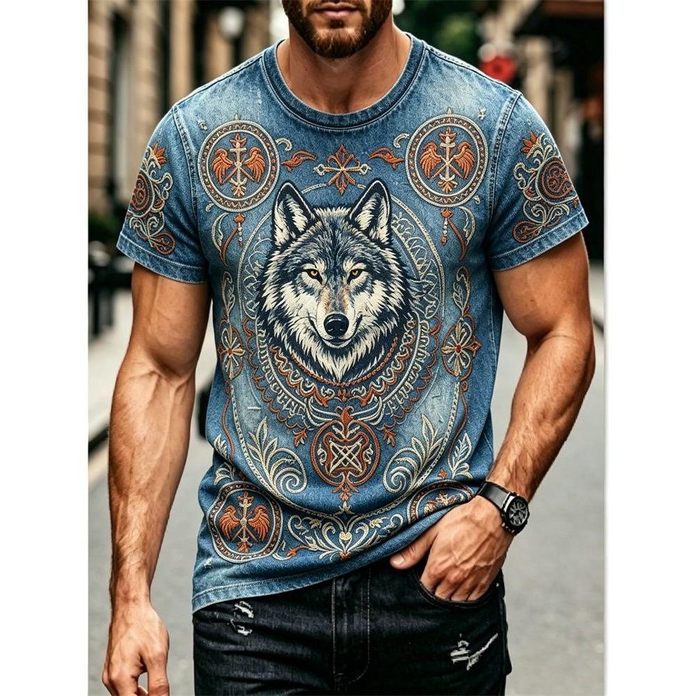 Summer Russian Ethnic Style 3D Print T-Shirts Men