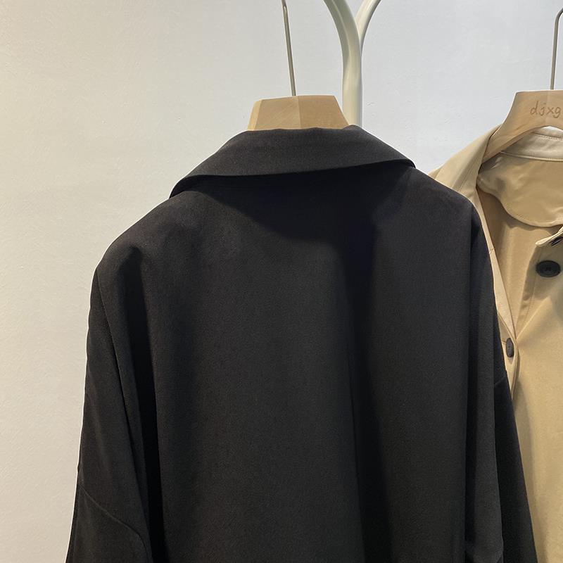 Petite Korean Style Autumn Workwear Jacket - Women's Loose Casual Mid-Length Trench Coat