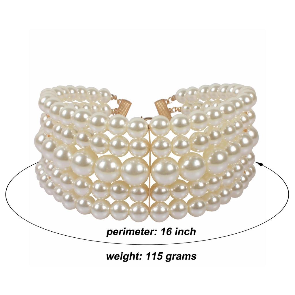 Hot-selling Jewelry Necklace Fashionable and Elegant Multi-layer Imitation Pearl Beaded Short Necklace Earrings Set Women