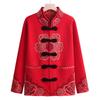 Middle Aged Woman Grandma Spring Coat Old Lady Autumn and Winter Natal Year Mother Dress Red Sweater Piled and Thickened
