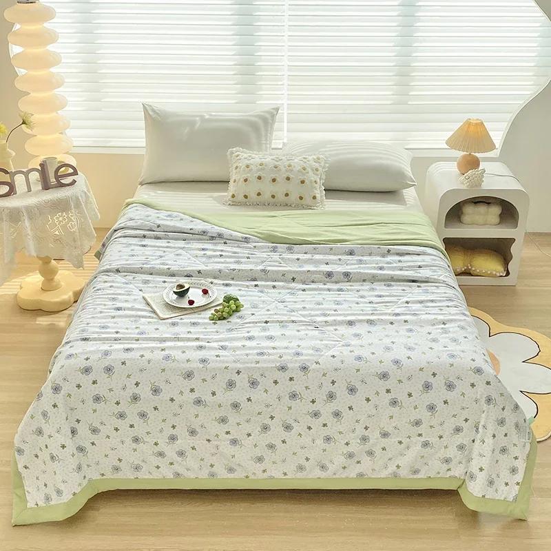 Cute Zoo Animals Print Quilt Bedspreads Children Adults Thin Comforter Summer Quilt Single Double Bed Air-Condition Bed Blanket