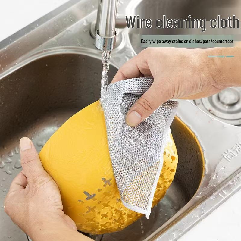 Double-Sided Steel Wool Scouring Pad – Non-Stick, Oil-Resistant Dishcloth for Household Dishwashing and Kitchen Use