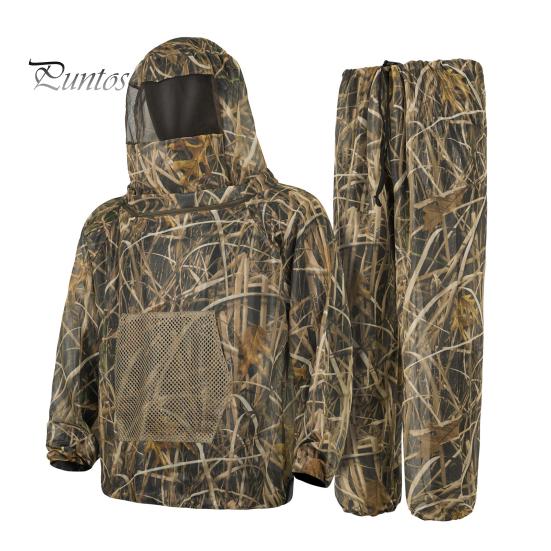 Camouflage Insektenanzug Mückenschutz für Herren Damen, Schutzkleidung Jacke und Hose, Garten Schädlingsschutz Kleidung mit Netzhaube Outdoor Camping Angeln Erwachsene