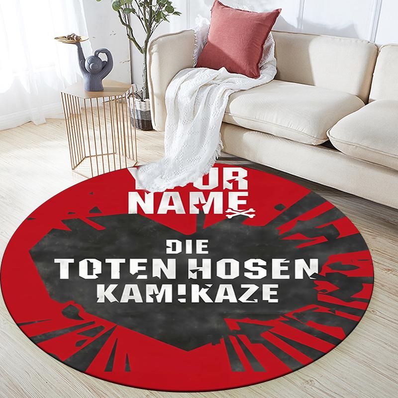Benutzerdefinierter Name,Runder Teppich im Die Toten Hosen Muster,Teppich für Wohnzimmer Schlafzimmer Spielzimmer,Rutschfeste Bodenmatte,Urlaubsgeschenke und Geburtstagsgeschenke.