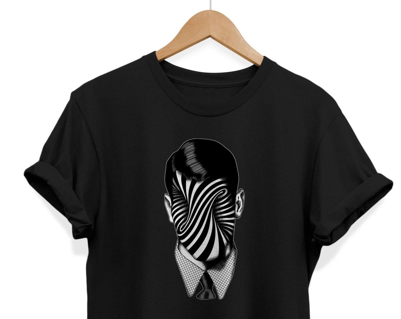 Psychedelic Paradox Man Weird T-shirt | Abstract Artsy Graphic Tee | Trippy Optical Illusion | Weirdcore Gifts 4XL