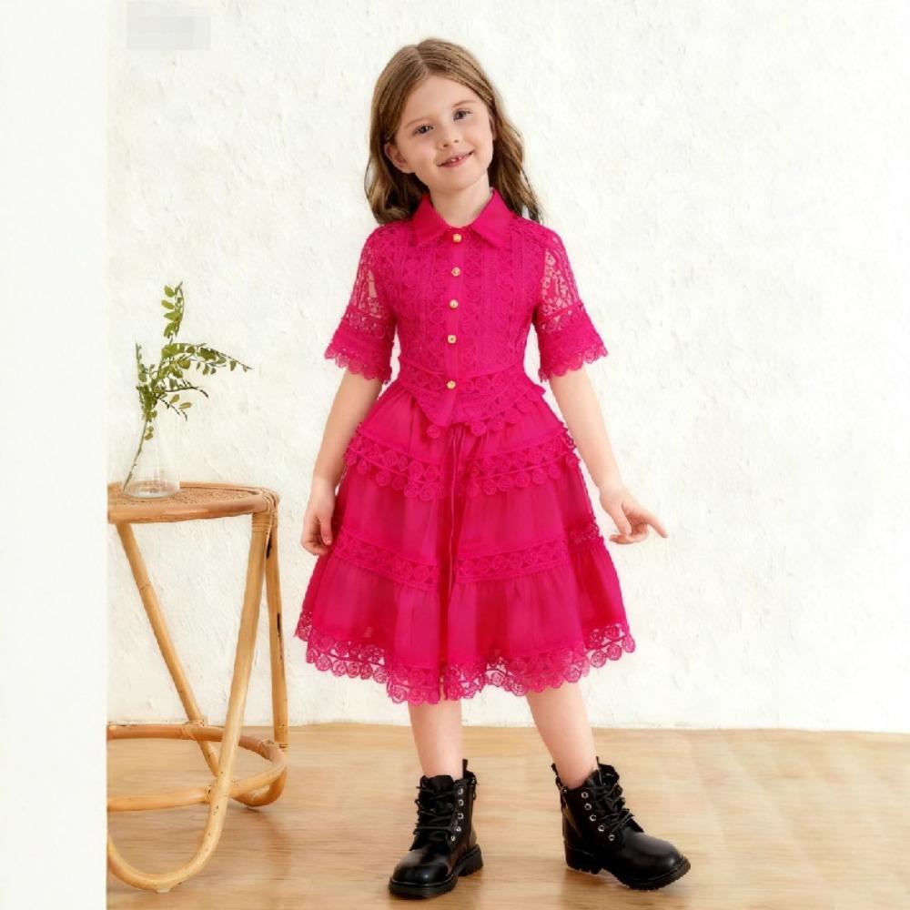 

Модный комплект для девочек 2-7 лет: топ с коротким рукавом + юбка, детский костюм с юбкой 4Y красный