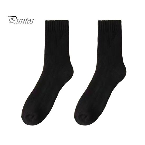 

1 пара чоловічих зимових шкарпеток Середня труба, товста теплоізоляція, домашній одяг для спальні, підлогові шкарпетки, одноколірні протиковзкі трикотажні щоденні спортивні шкарпетки чорний