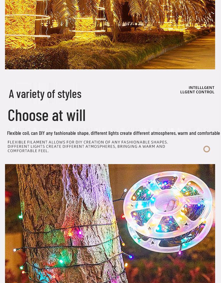 Popular Black Wire LED Starry String Lights for Camping, Picnic, Festival, and Christmas Decorations