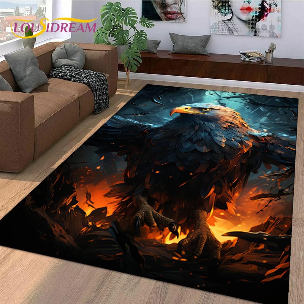 3D Cute Owl Eagle Birds Cartoon Rug Carpet for Living Room Bedroom Decor,floor Mat Non-slip Decoration for Sofa Doormat Gift Kid