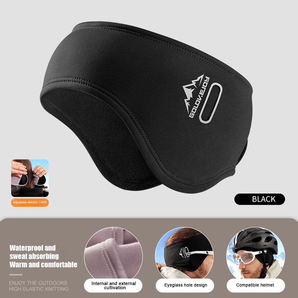 Thermo-Fleece-Stirnband fürs Radfahren, Ohrenschützer mit Brillenloch für Motorrad, Wintersport, Skifahren