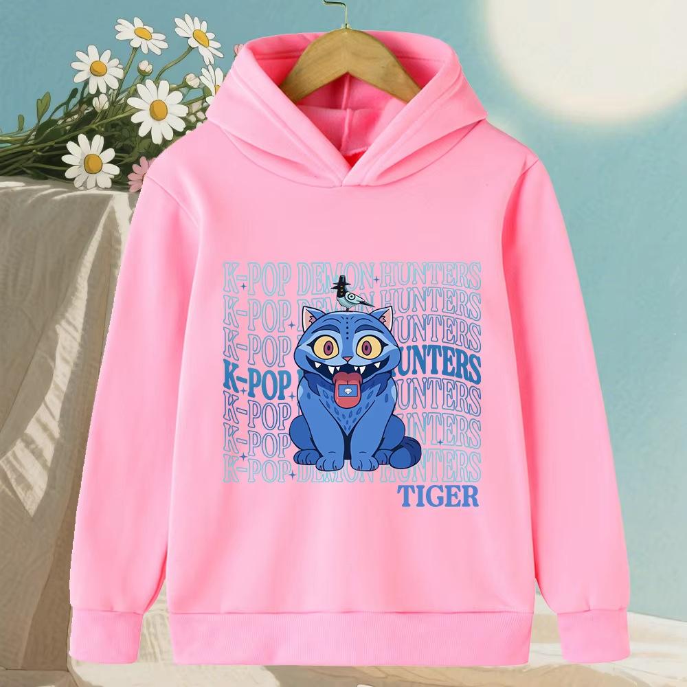 Autumn Winter KPop Demon Hunters Pattern Hoodies Fashionable Casual Warm Sports Long Sleeved Children's Boy and Girl Kids Unisex Hooded Sweatshirts
