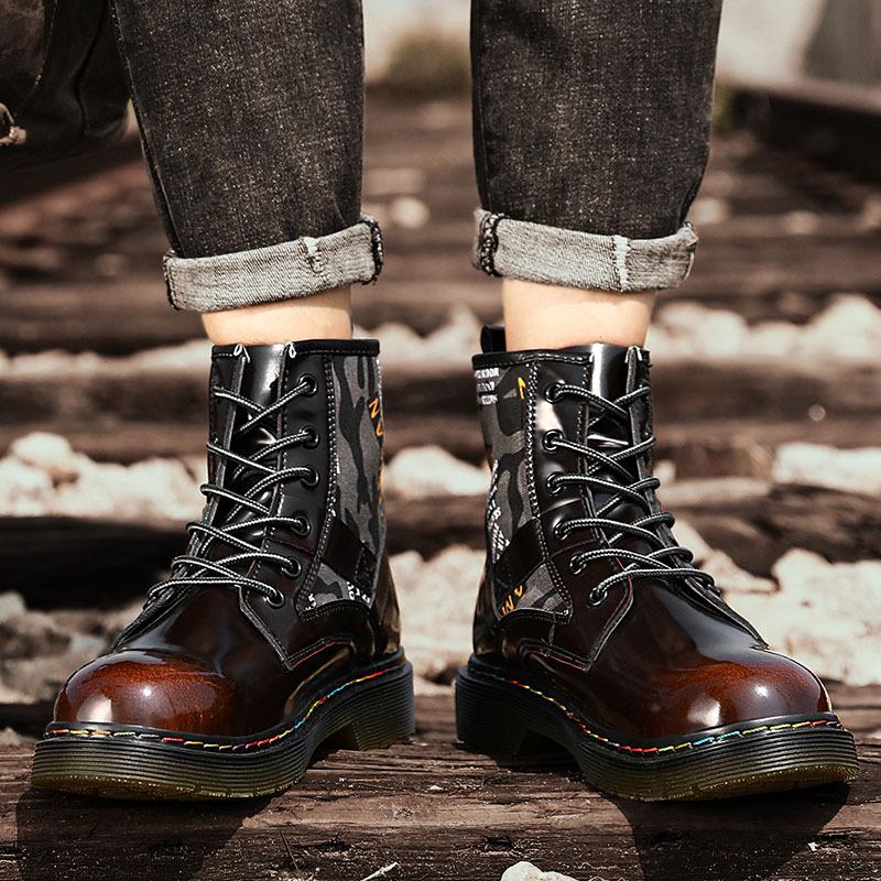 Martin Boots Big Yellow Boots High Top Men's and Women's Shoes Long Tube Tooling Velvet Locomotive European and American Height Increase Versatile Co