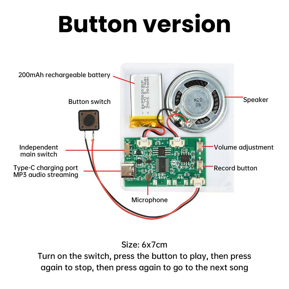 DIY modul pro nahrávání a přehrávání 8M USB Záznamový narozeninový přání Hudební hlasový modul Čip pro DIY Hlasová audio hračka Pozdravné přání