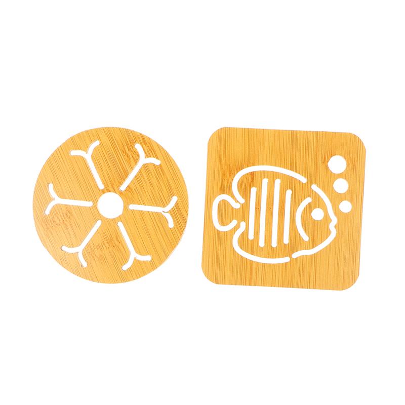 1Pc Bamboo Wooden Coaster Thick Anti-Scalding Insulation Non-Slip Pot Bowl Mat