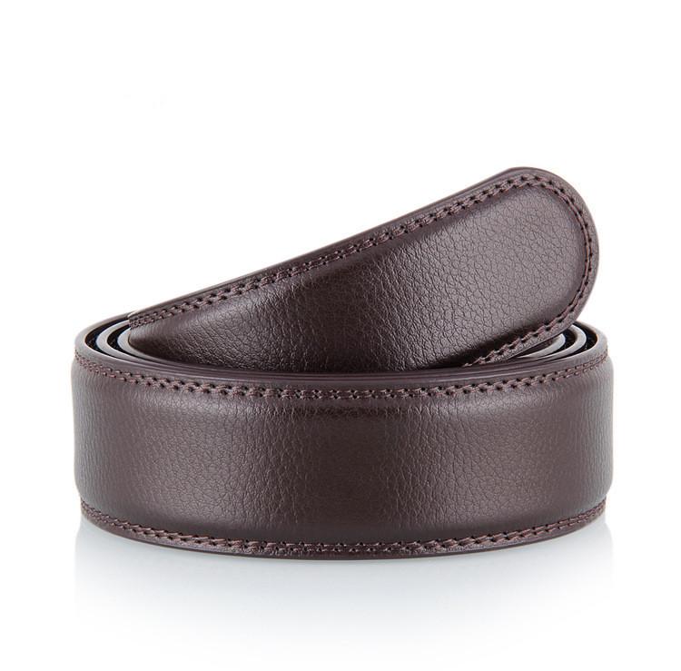 Pánský automatický opasek s přezkou, 3,5 cm, bez hlavy, litchiové zrno, hnědý/černý, ke kalhotám.