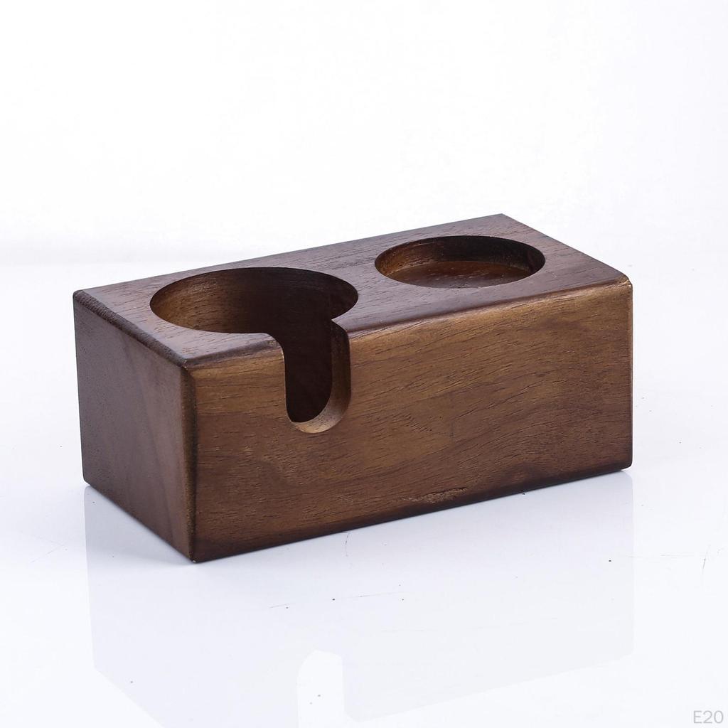 Beech Wood Manual Coffee Tamper Holder Bracket Station Tamping Tool Stand Rustic Barista Tools for ,