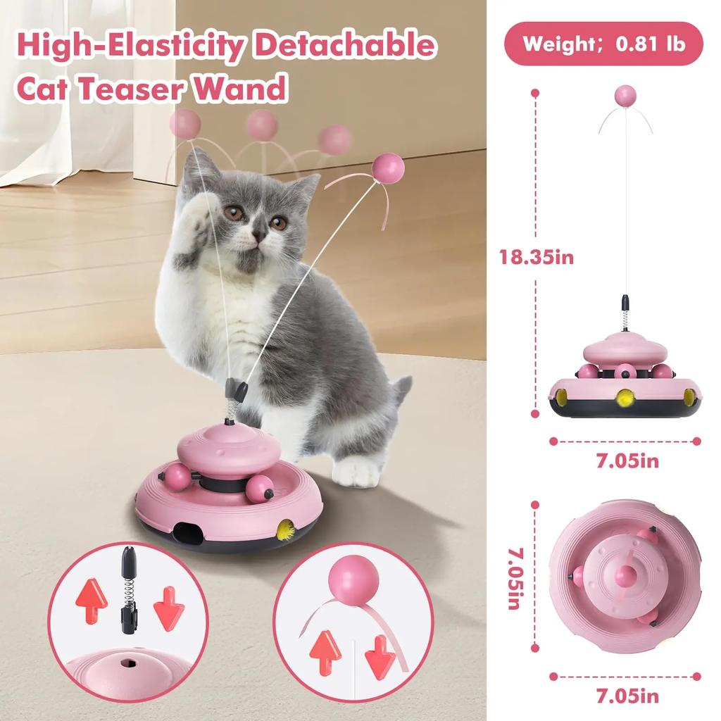 3-in-1 Interactive Cat Toy for Indoor Cats - Exciting Teaser Wand, Ball Track and Whack-a-Mole Game - No Batteries Needed Sturdy