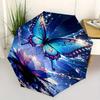 Automatic Open/Close Umbrella with Shield & - Elegant Blue Butterfly, for Lotus Flower Water Reflection Design - Sturdy 8-Rib