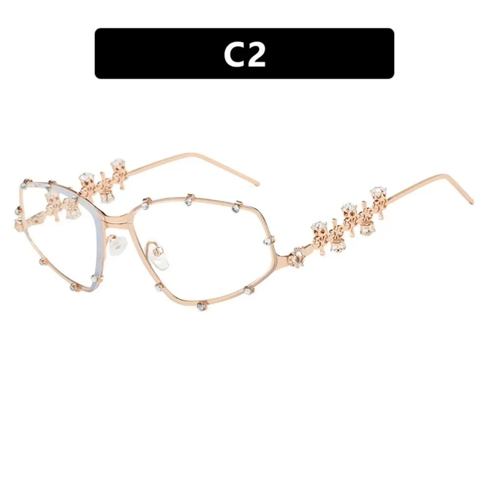 Modische Strassstein-Brille Damen Herren Übergröße Katzenaugen-Brille Metall Übergröße Ovale Sonnenbrillen-Gestelle Vintage Bling Party-Brille