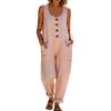 Ladies' Casual Sleeveless Loose Pocket Overalls Jumpsuit