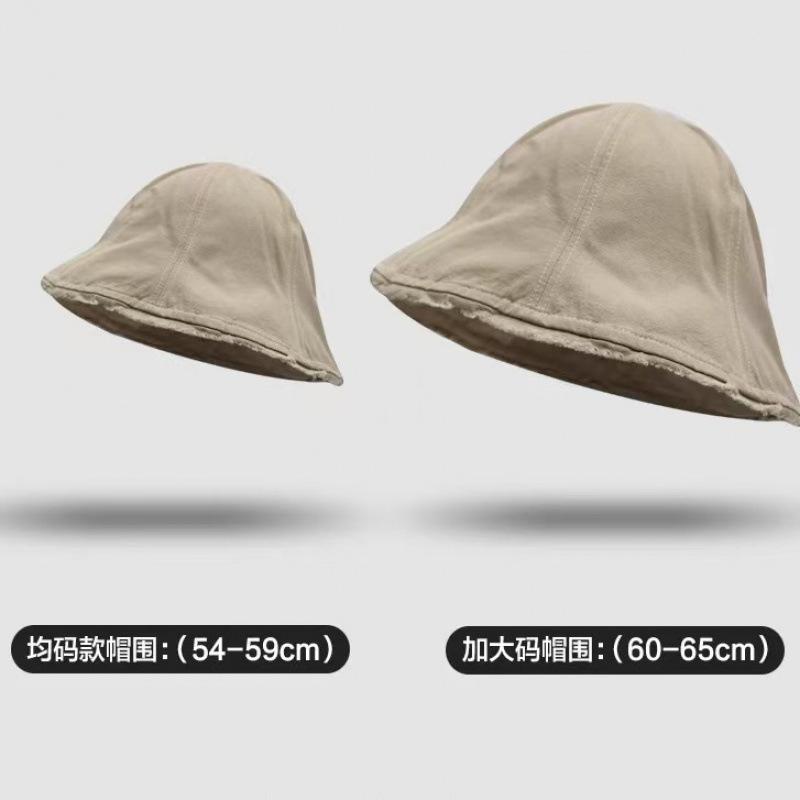 Big Head Circumference Washed Rough Edge Bucket Hat Women Plain Face Large Size Suitable For Big Face Round Face Bucket Hat Head circumference (55cm-60cm) бежевый