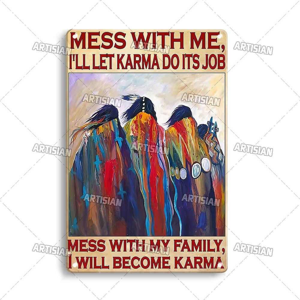 Artisian Native Girl Metal Sign Native American Tin Poster INDIAN Decorative Plate Wall Decor Garage Bar Pub Club Hotel Cafe