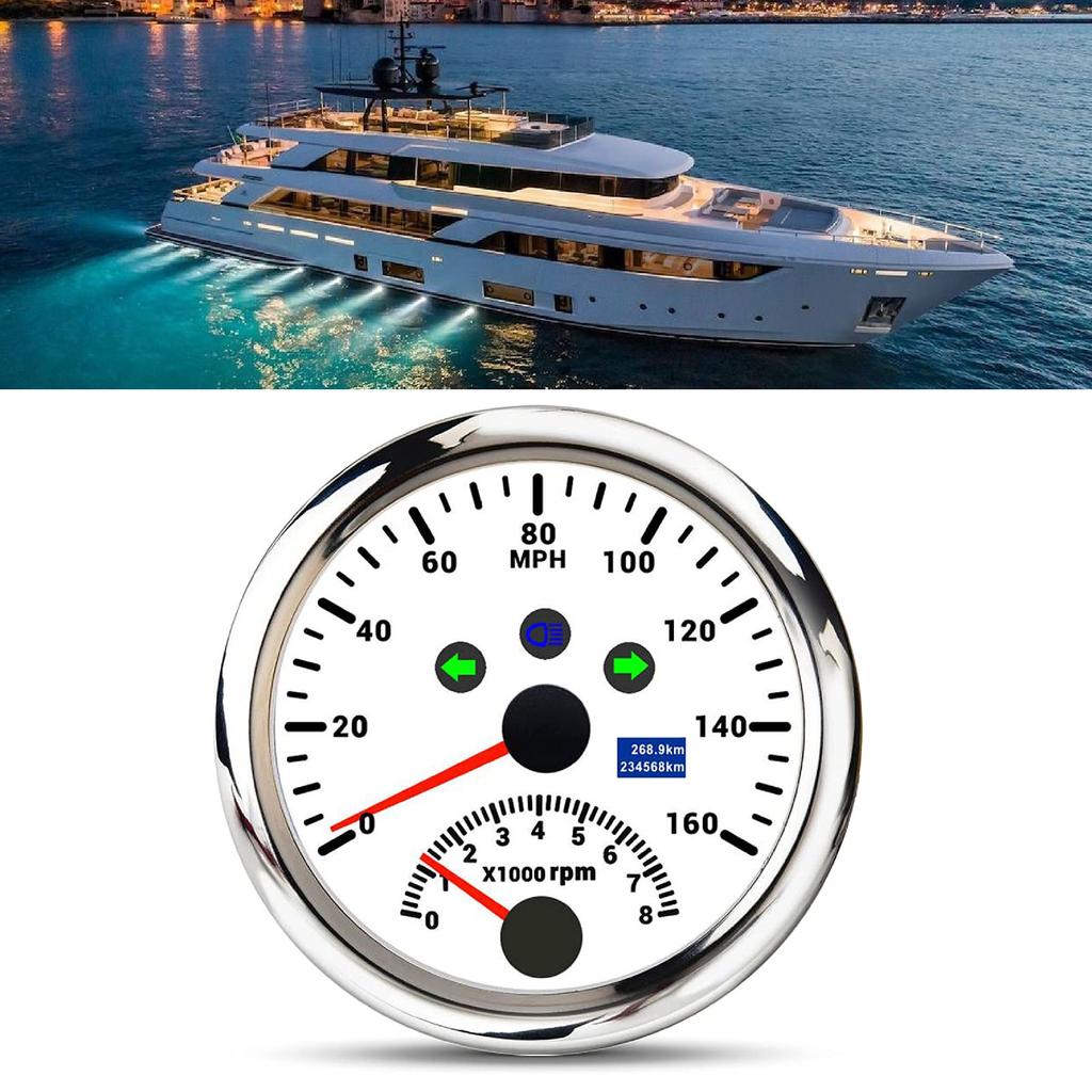 GPS Speedometer With Tachometer 8000RPM  9 To 32V IP67 Waterproof 0 To 160MPH Red Backlight Accurate for Boat ATV