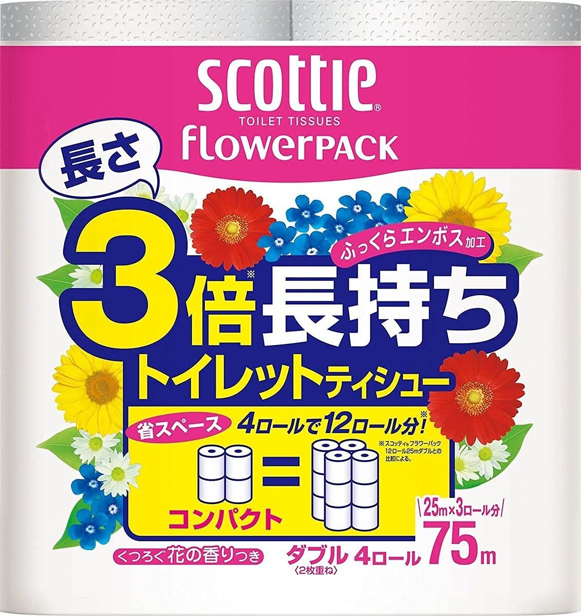 

Scotty Flower Pack 3x Longer Lasting 75m x 4 Rolls Double