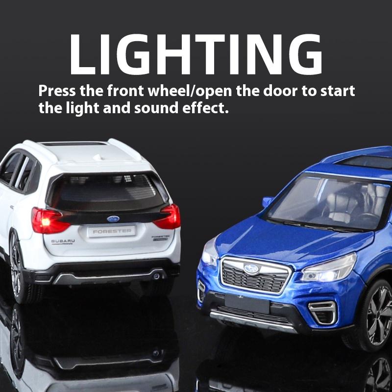 1/30 Scale Subaru Forester SUV Alloy Car Model Diecast Metal Toy Off-road Vehicles Car Model High Simulation Sound and Light Kids Gift