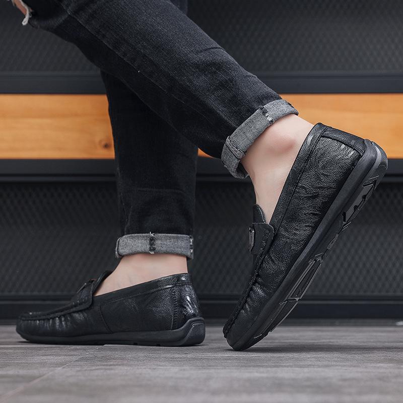 Doudou shoes men's spring new casual leather shoes soft sole one pedal men's shoes lazy