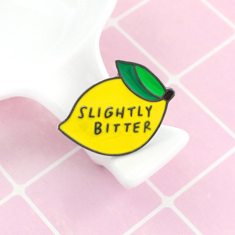 Trendy Cartoon Fruit Badge Set: Lemon Juice & Brain-Shaped Brooch Accessories