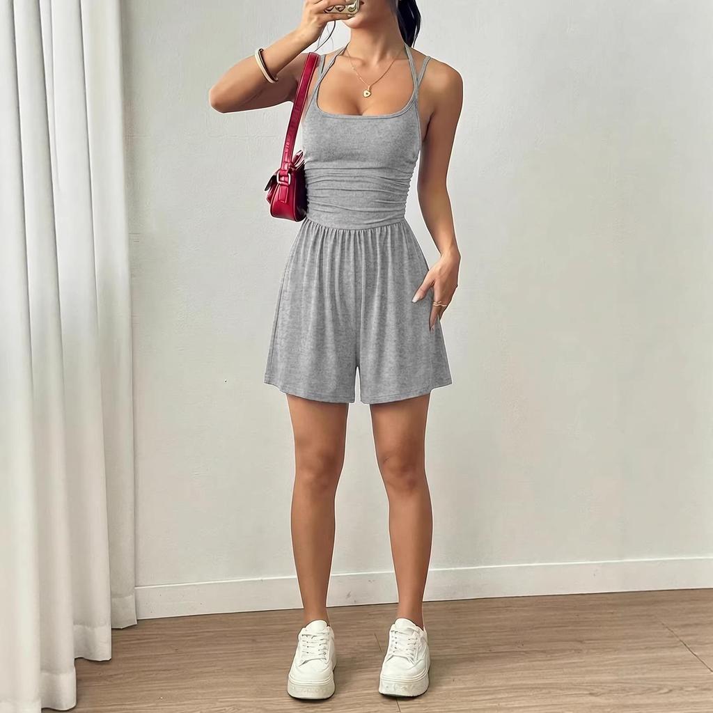 Tuta Estiva 2026 da Donna con Spalline Sottili a Fascia - Pantaloncini Larghi Casual