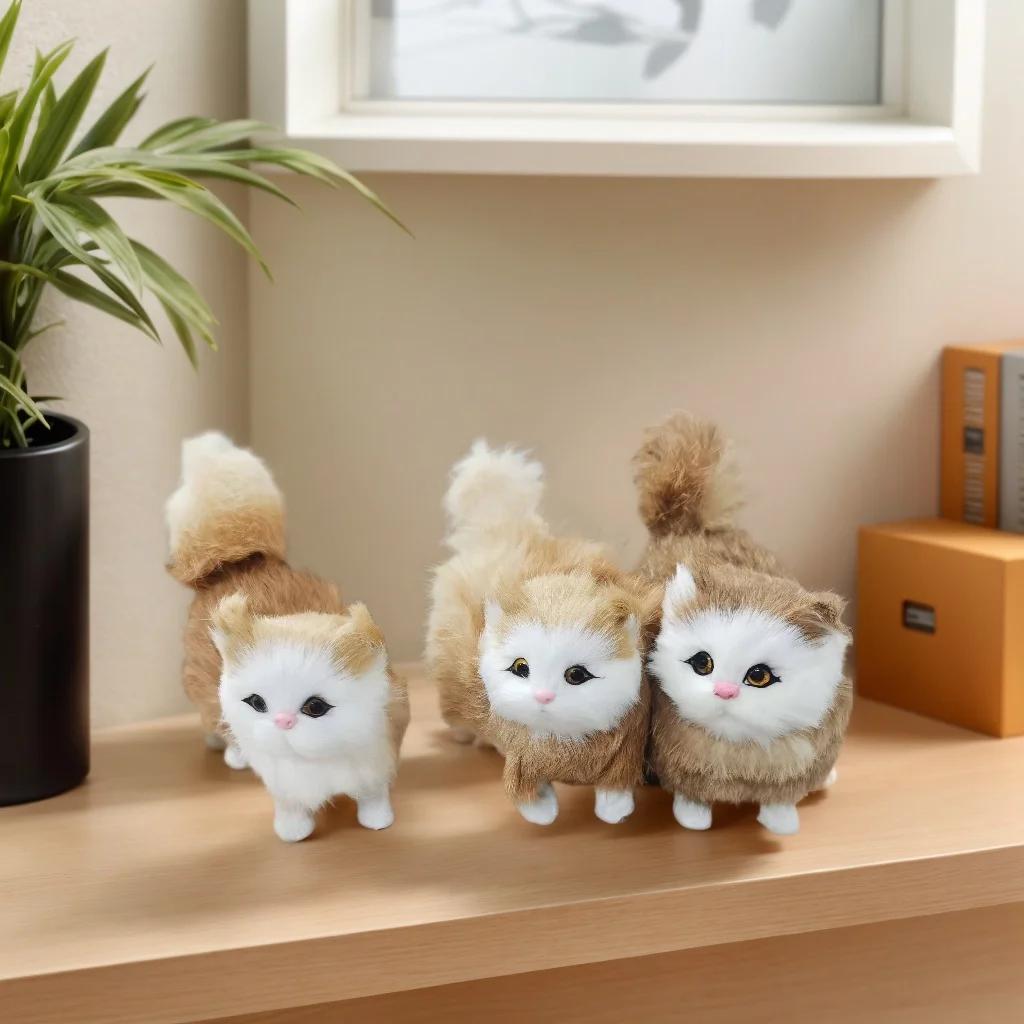 Cute Realistic Kitten Plush Toy - Soft Stuffed Cat Doll, Lifelike Fake Animal Toy for Kids Girls, Valentine's Day Birthday Gift