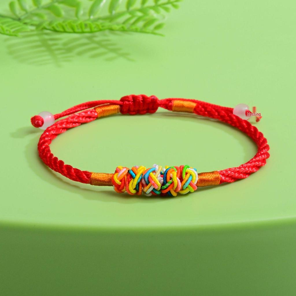 Handgefertigtes Fünffarbiges Knottenarmband: Ethnischer Stil Drachenbootfest-Accessoire für Erwachsene & Kinder