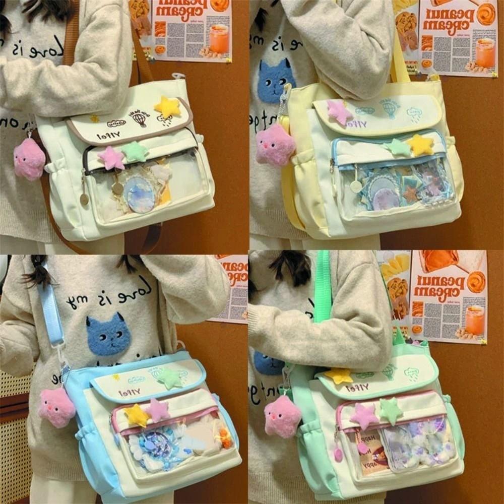 Preppy Style Student Crossbody Bag Large Capacity Y2K Anime Display Bag Cartoon Handbag  Women Use