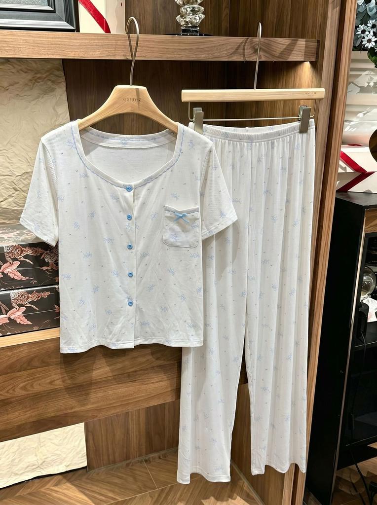 Modal Cotton Pajamas Women's Summer Short-sleeved Trousers Sweet and Advanced Sense Can Be Worn Outside Loungewear