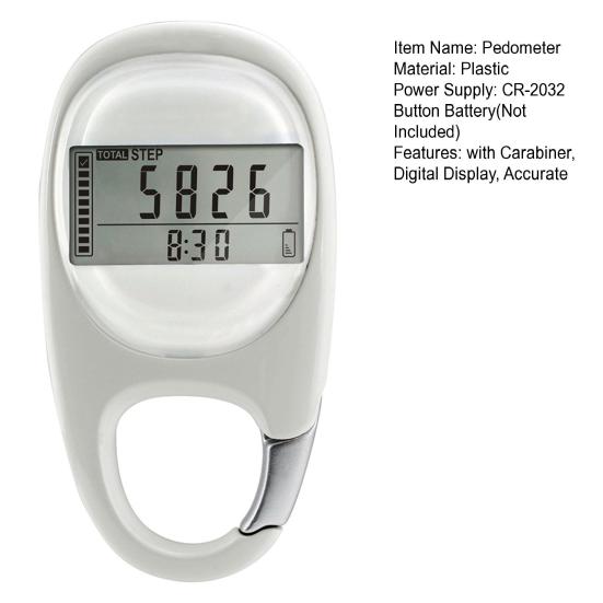 3D-Schrittzähler mit Karabiner Digitalanzeige Genaue Schrittzählung Distanzmesser Herren Damen Kinder Senioren 7 Tage Speicher Kalorienzähler