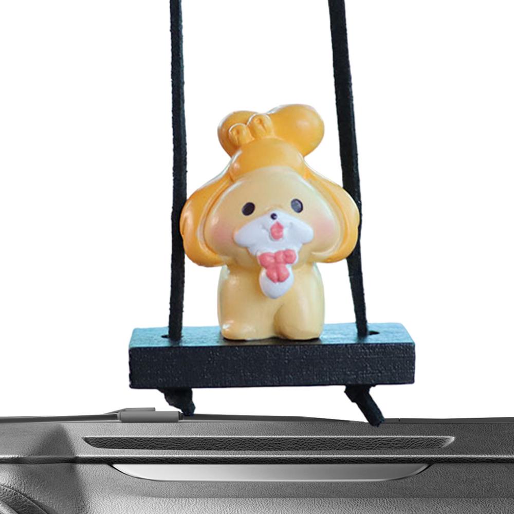 Swinging Animal Car Ornament Resin Auto Interior Dog Decoration Cute Truck Rearview Animal Ornament For Adding Fun To The Car