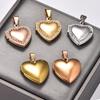Stainless Steel Zirconia Heart Photo Locket Pendant Openable Picture Box Frame Charms Chain Necklace for Women Men Metal Jewelry