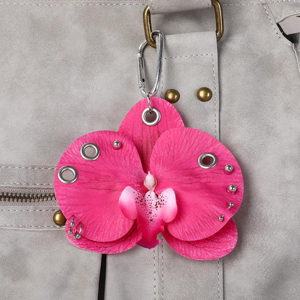 Keyring Phalaenopsis Orchid Keychain Keychains Bag Pendant Imitation Flower Pendant  Couple Kids