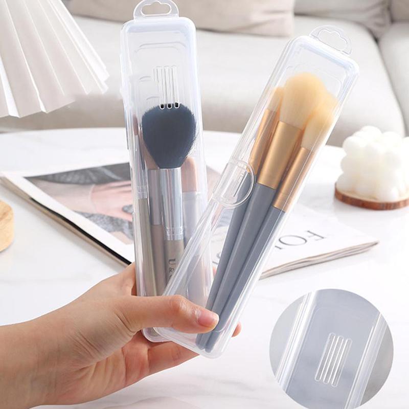Transparent Makeup Brush Storage Box Dust-Proof Plastic Make Up Brushes Organizer Lightweight Tableware Container Beauty Tools
